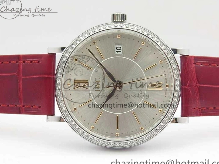 MIROTIME 0215 Portofino Automatic 37 SS M+F 1:1 Best Edition Silver Dial RG Markers on Red Crocodile Strap A Reliable 7154